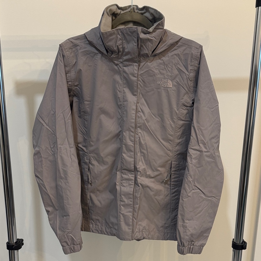 The North Face Gray Rain Jacket with Hood